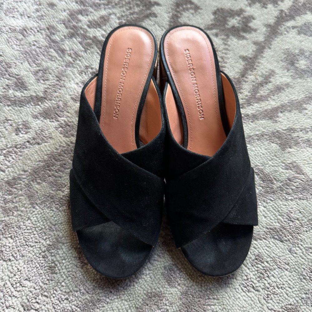Sigerson Morrison Black Heeled Mules